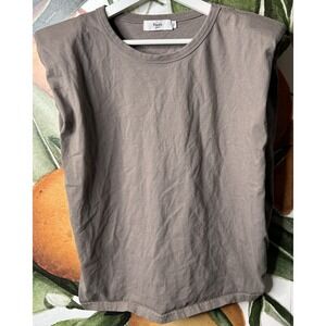 Frankie Shop Womens Crew Neck Shoulder Padded Muscle Tank Top Size Small